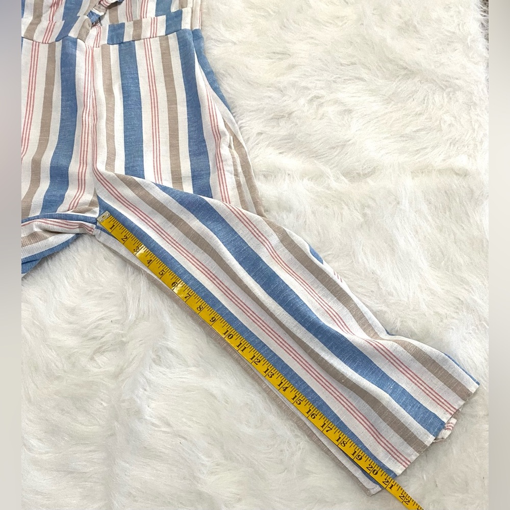 Karlie Womens S Blue Stripe Jumpsuit Boho Fall Preppy Cottagecore Coastal Fairy - Picture 11 of 14